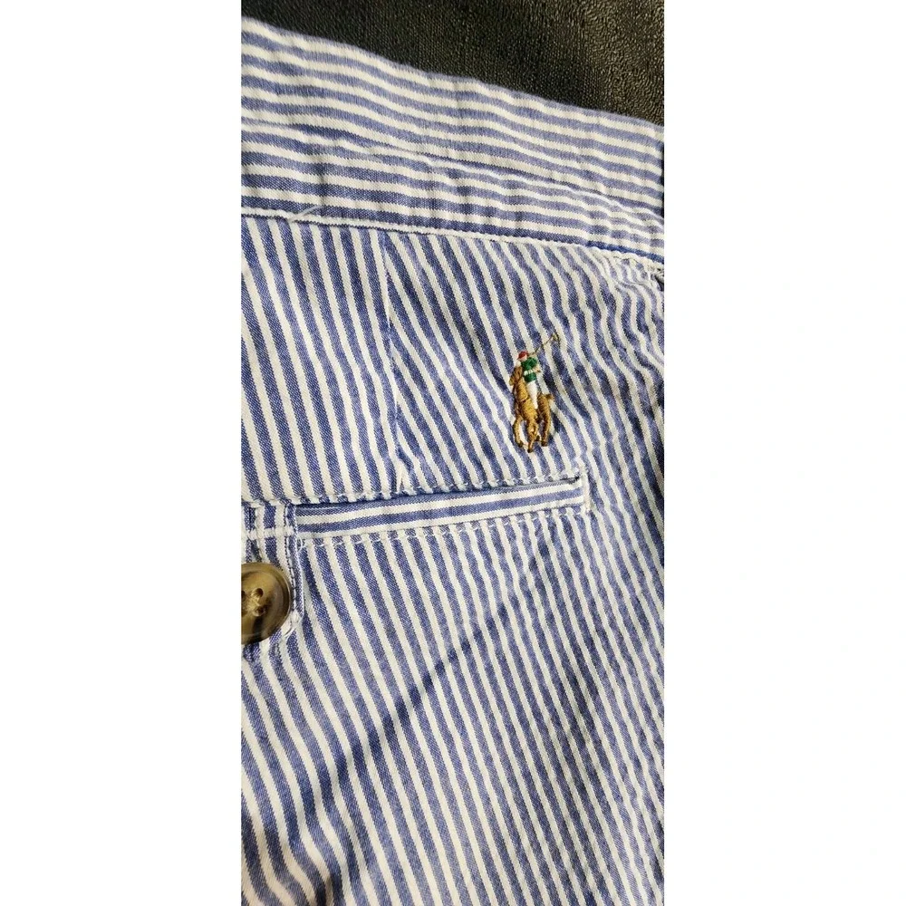Polo‎ Ralph Lauren Pin Stripe Blue White Shorts Chino Sailer Beach Preppy Sz 38